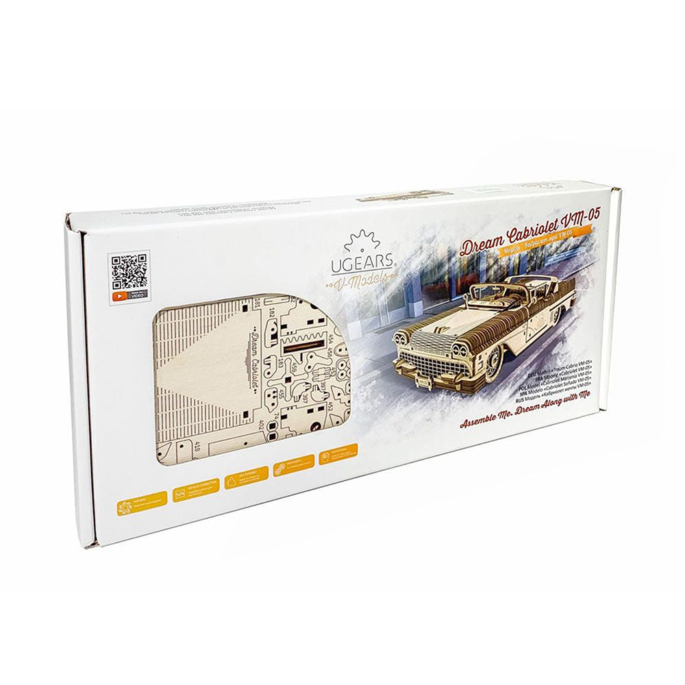 Ukraine Made UGears 3D Wooden Puzzle Dream Cabriolet VM-05 From The 50s Mechanical Model Kit