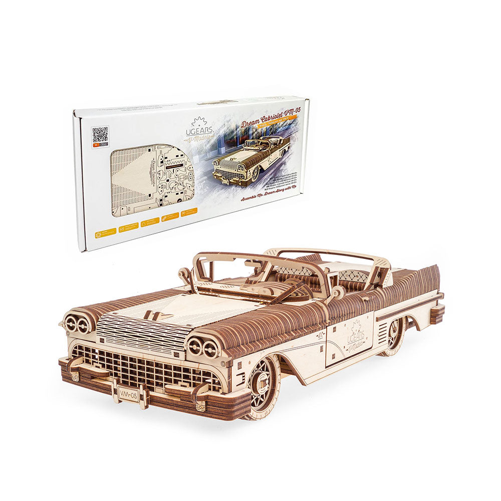 Ukraine Made UGears 3D Wooden Puzzle Dream Cabriolet VM-05 From The 50s Mechanical Model Kit