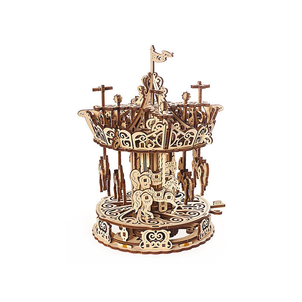 Made in Ukraine UGears 70129 Carousel Wooden Mechanical 3D Puzzle DIY Kit
