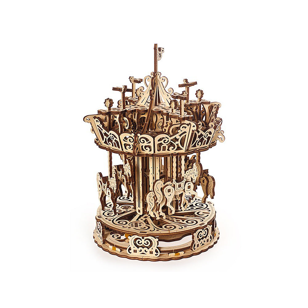 Made in Ukraine UGears 70129 Carousel Wooden Mechanical 3D Puzzle DIY Kit