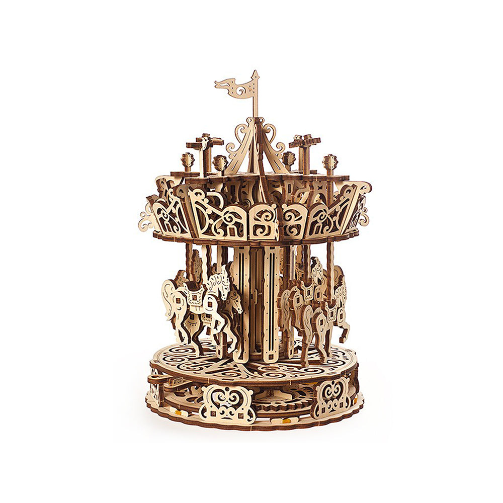 Made in Ukraine UGears 70129 Carousel Wooden Mechanical 3D Puzzle DIY Kit