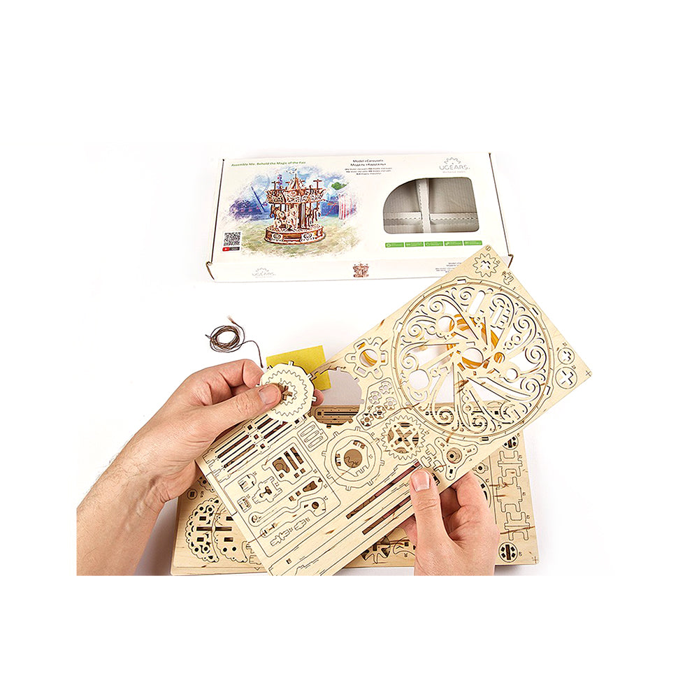 Made in Ukraine UGears 70129 Carousel Wooden Mechanical 3D Puzzle DIY Kit