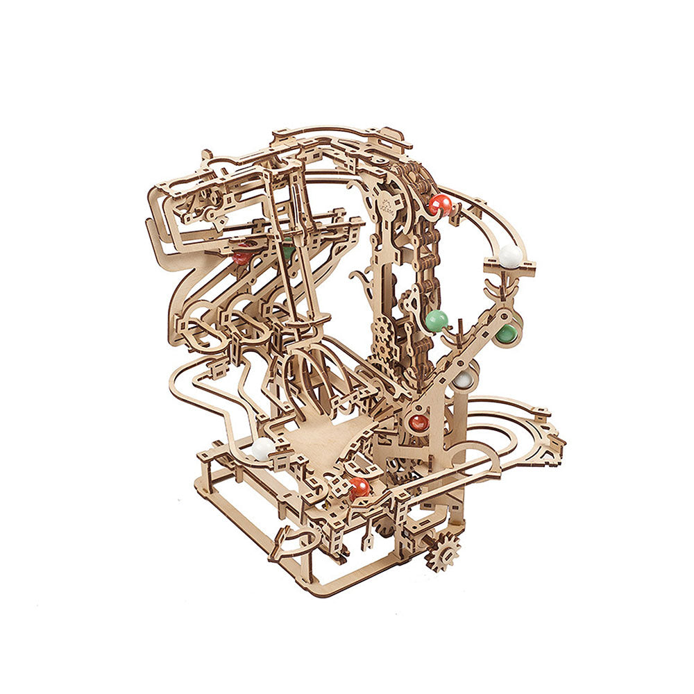 Ukraine Made UGears Marble Run Chain Hoist Model Pre-Cut Boards And 10 Marbles