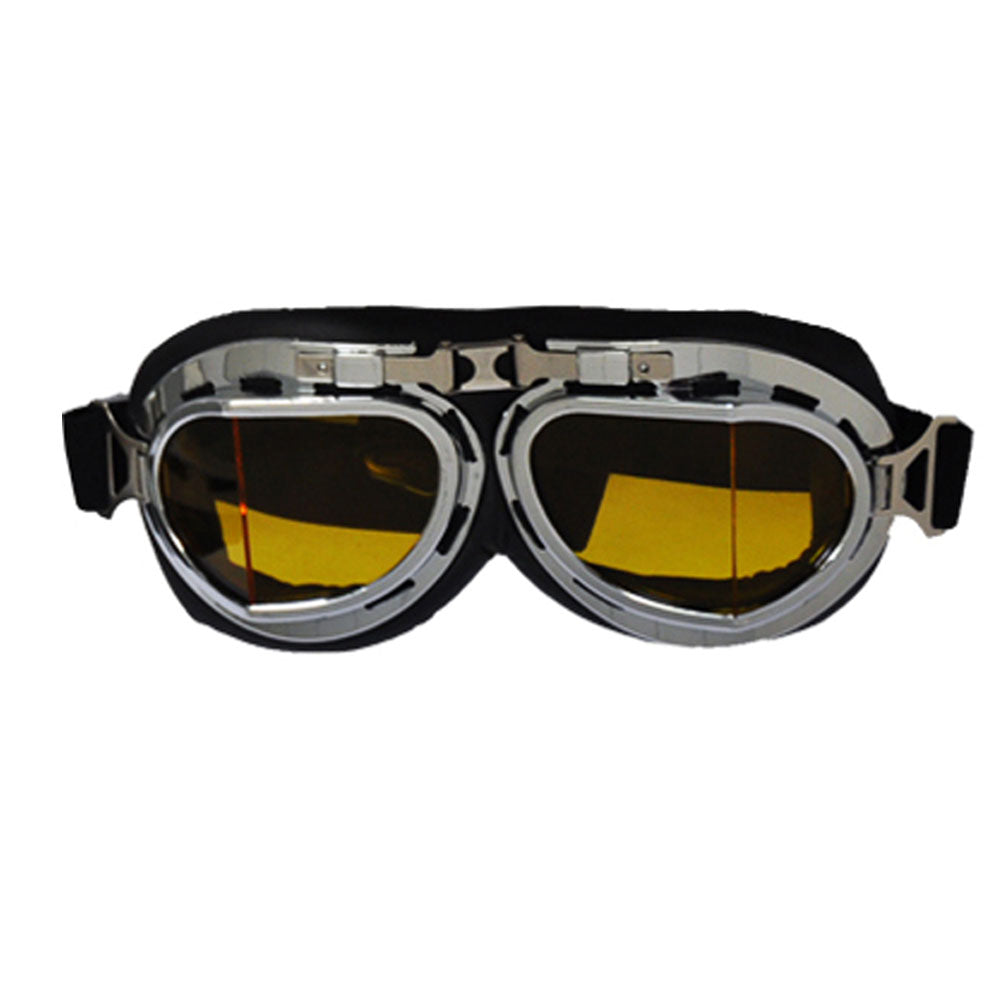 Motorcycle Helmet Goggles Copper Frame Glasses Dustproof Anti-UV-Yellow