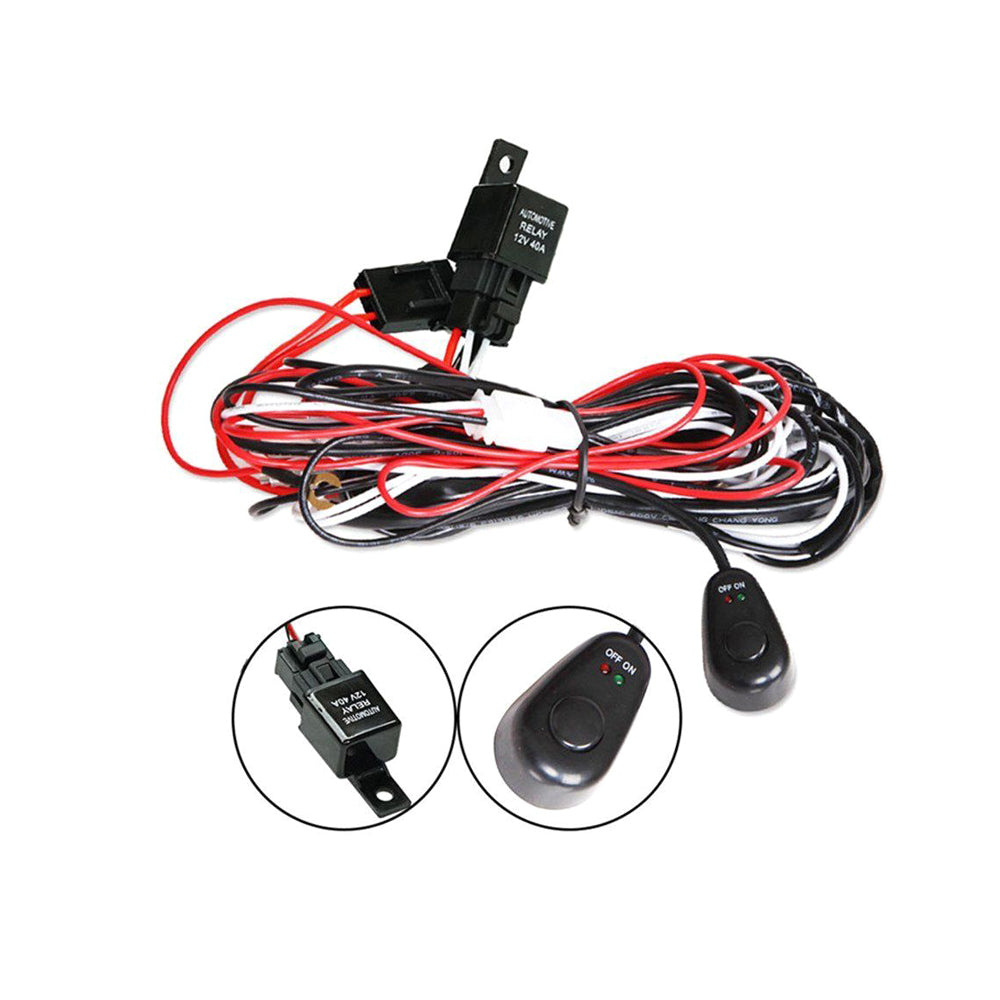 2way LED Universal Driving light Wiring Loom Harness 12V 24V 40A Relay Switch