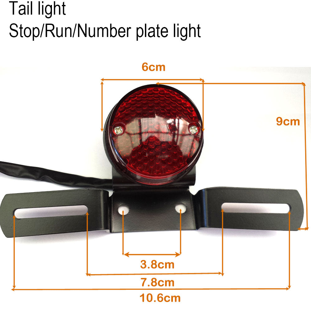 12V Round Tail Light Motorcycle Fender Eliminator License Plate Bracket Holder