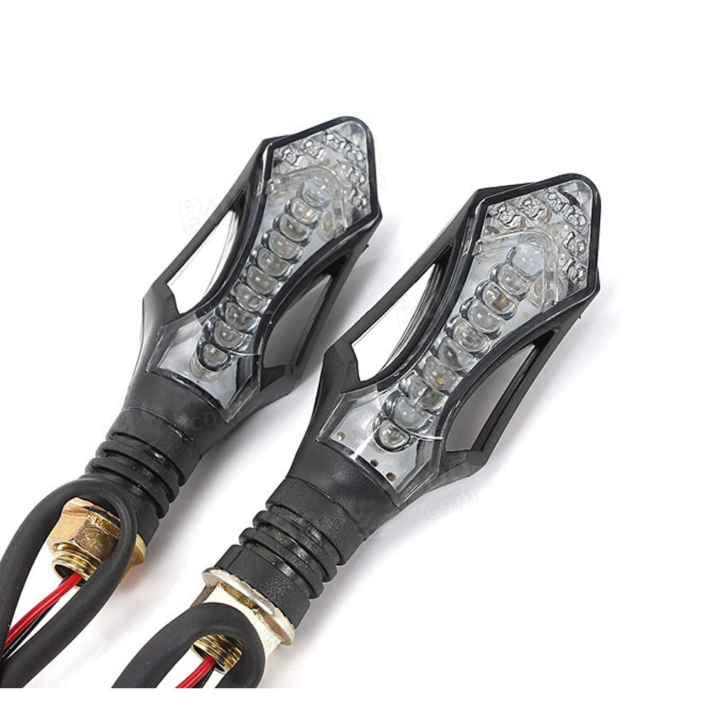 2x 9 LED Arrow Style Motorcycle Scooter Turn Signal Indicators Light Lamp Amber