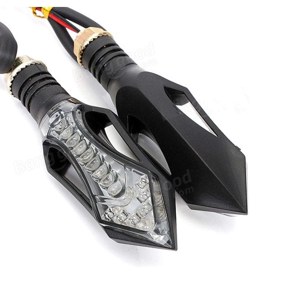 2x 9 LED Arrow Style Motorcycle Scooter Turn Signal Indicators Light Lamp Amber