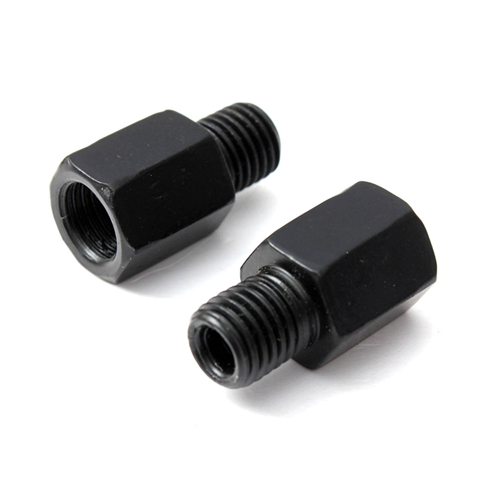 2x Thread Reducer Motorcycle Mirror Adapters Right 10 mm to Right 10 mm - Black