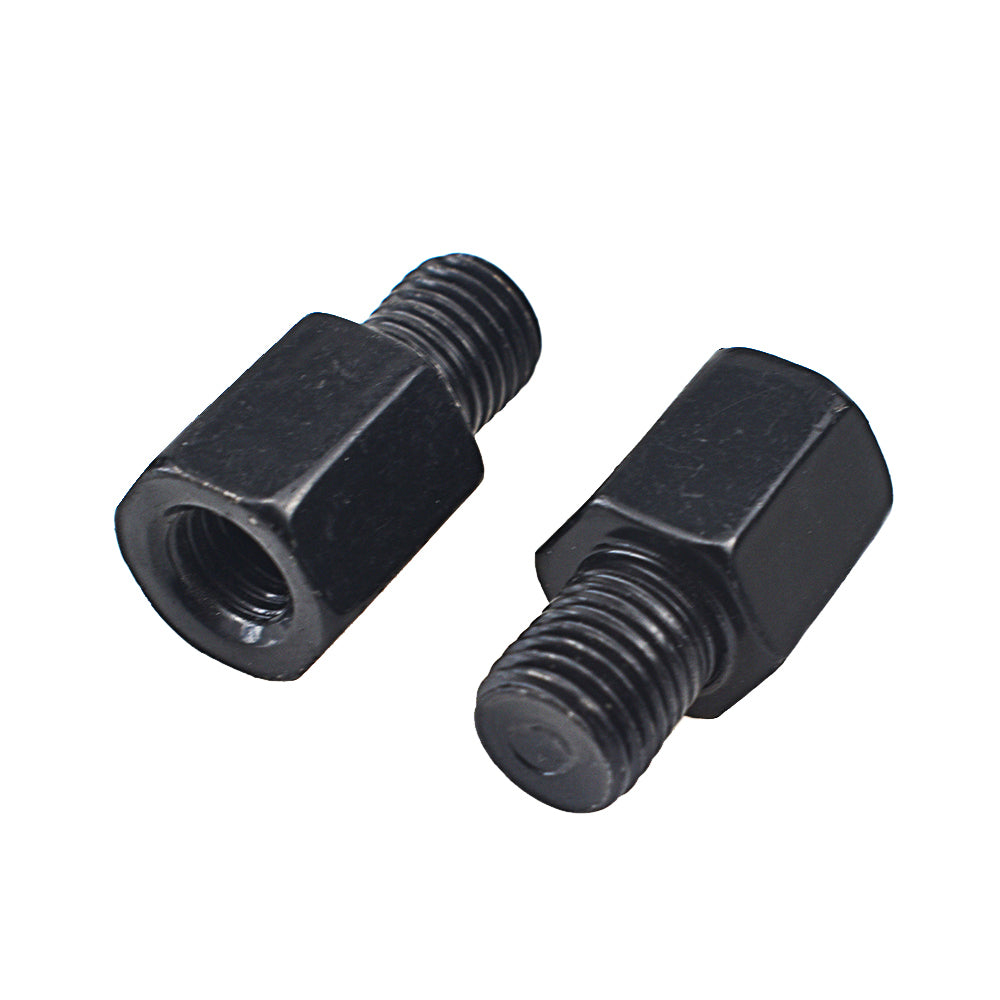 2 x Motorcycle Mirror Adapters Right 10 mm Male to Left 10 mm Female - Black