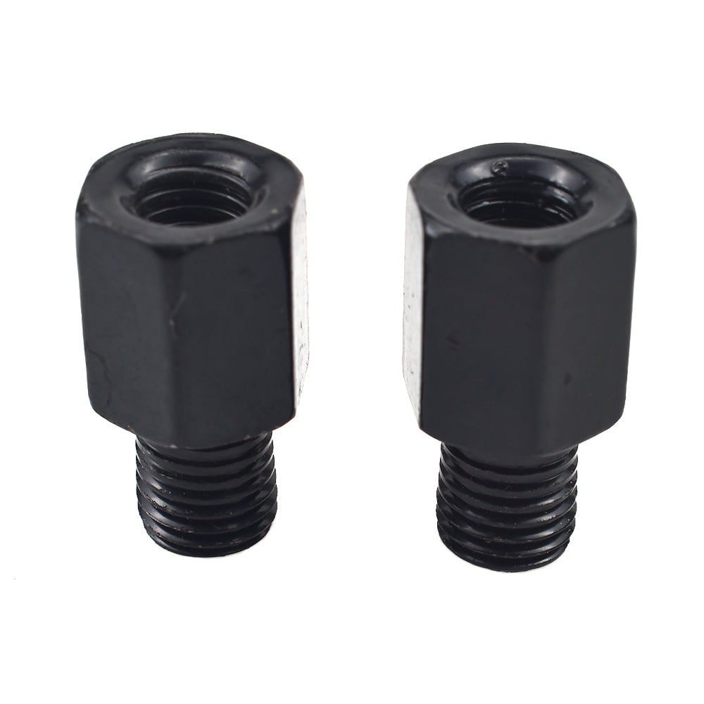 2 x Motorcycle Mirror Adapters Right 10 mm Male to Left 10 mm Female - Black