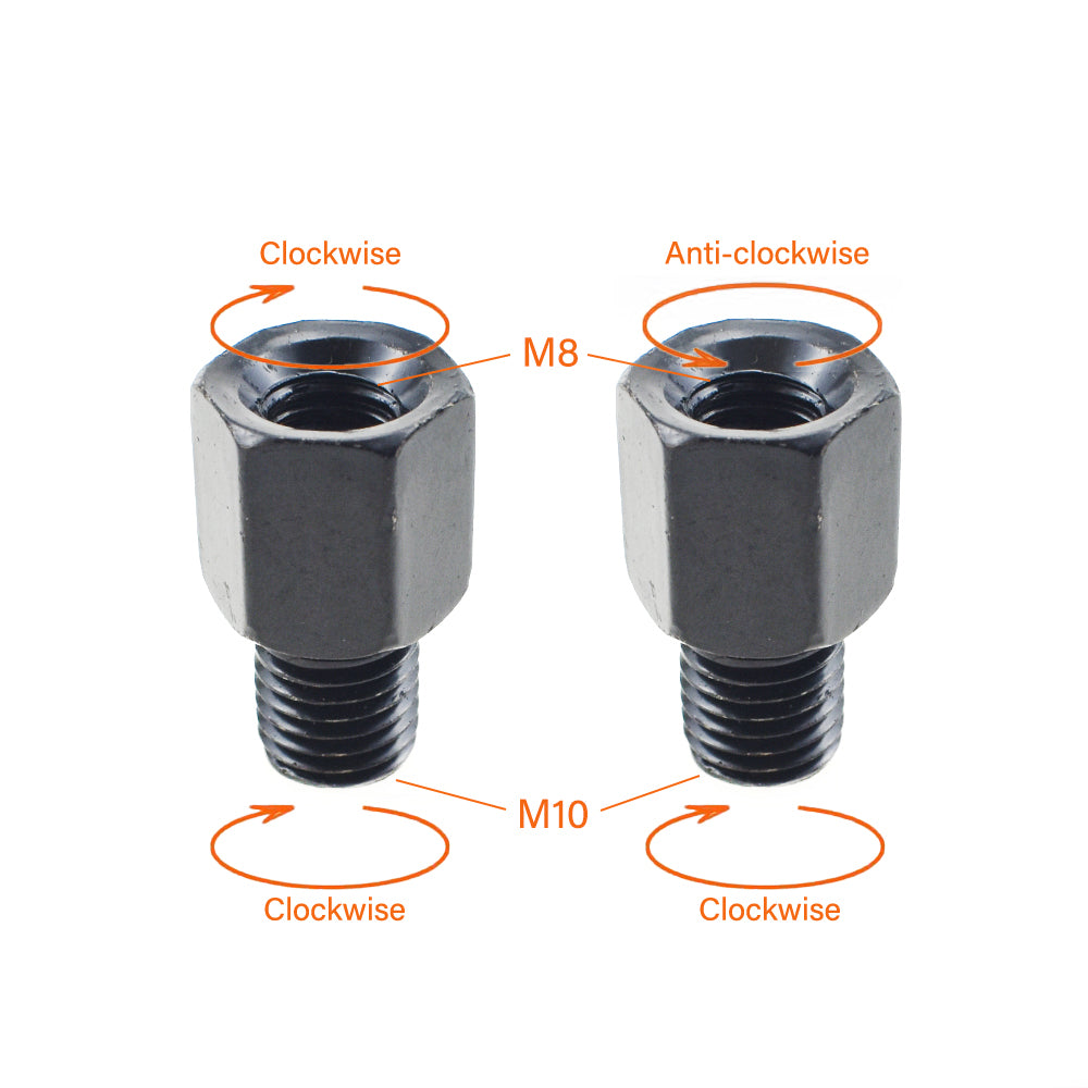 Mirror Mount Adapter R10 mm Male to R8 mm Female + R10 mm Male to L8 mm Female
