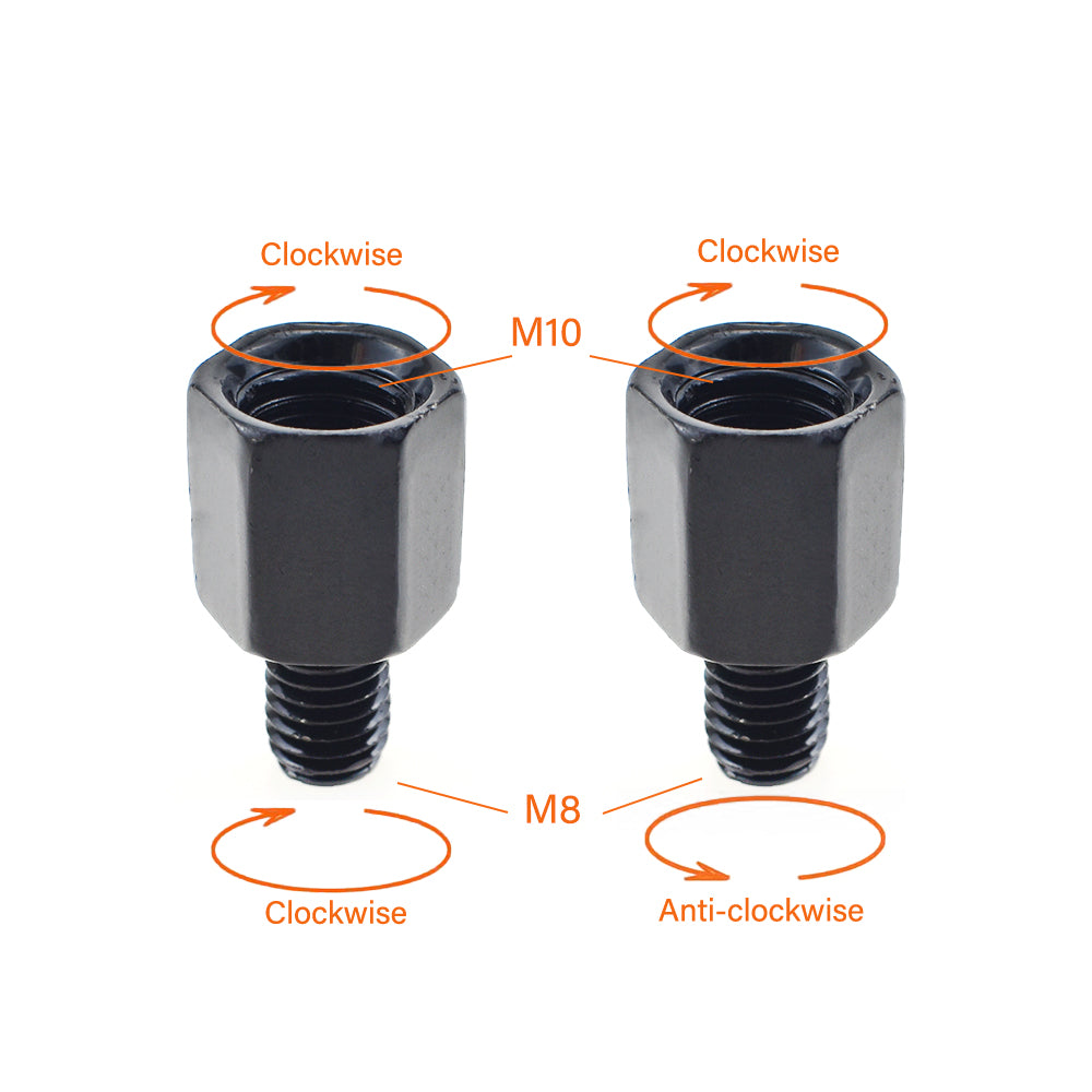 Mirror Mount Adapter R8 mm Male to R10 mm Female + L8 mm Male to R10 mm Female