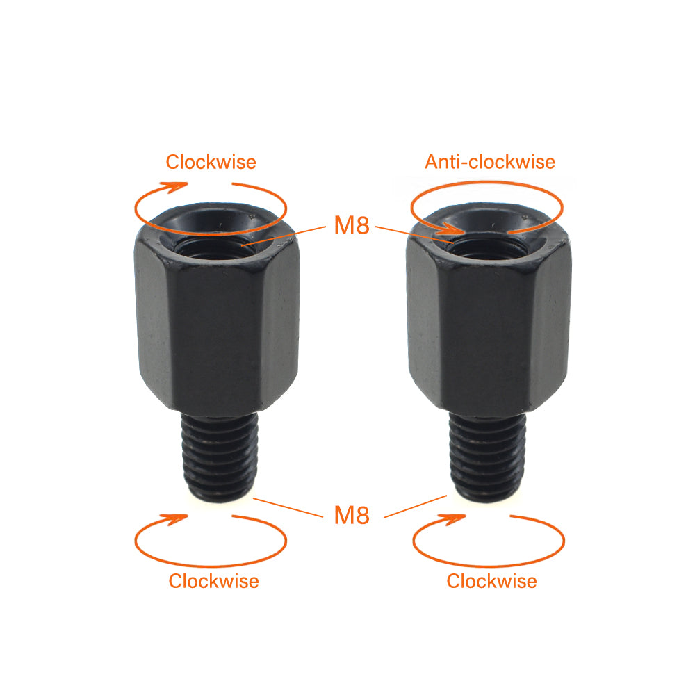 Converter Mirror Adapter R8 mm Male to R8 mm Female + R8 mm Male to L8 mm Female