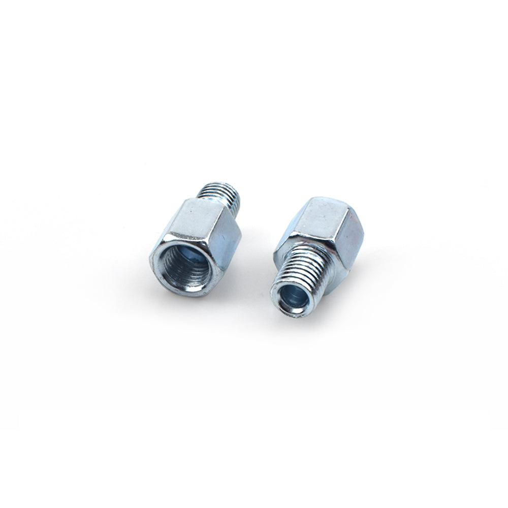 2 x Thread Reducer Motorcycle Mirror Adapter Left 10 mm to Right 10 mm - Silver