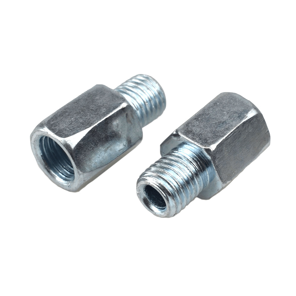 2xThread Converter Motorcycle Mirror Adapters Right 10mm To Right 10mm-Silver  