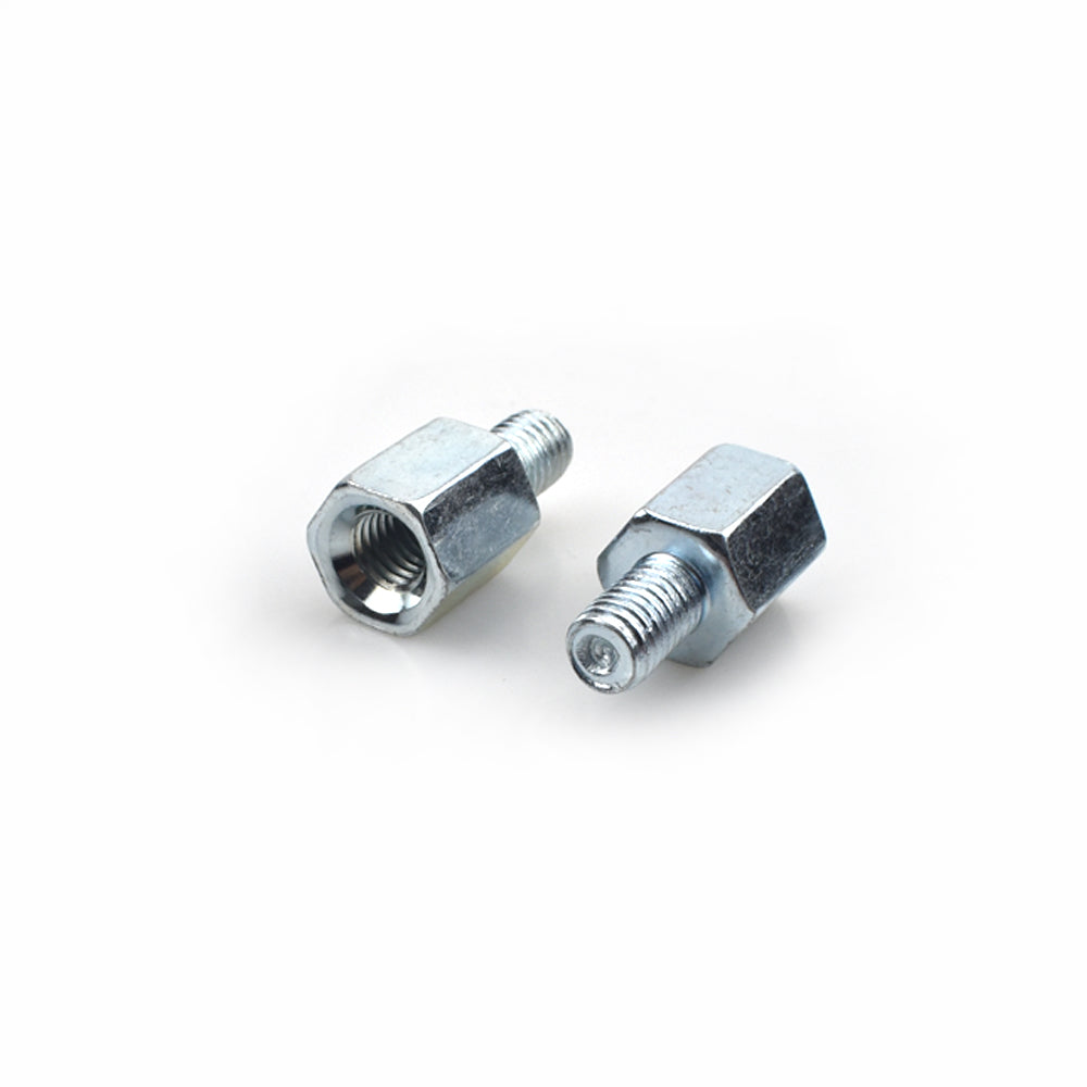 2 x Thread Reducer Motorcycle Mirror Adapters Right 8 mm to Left 8 mm - Silver