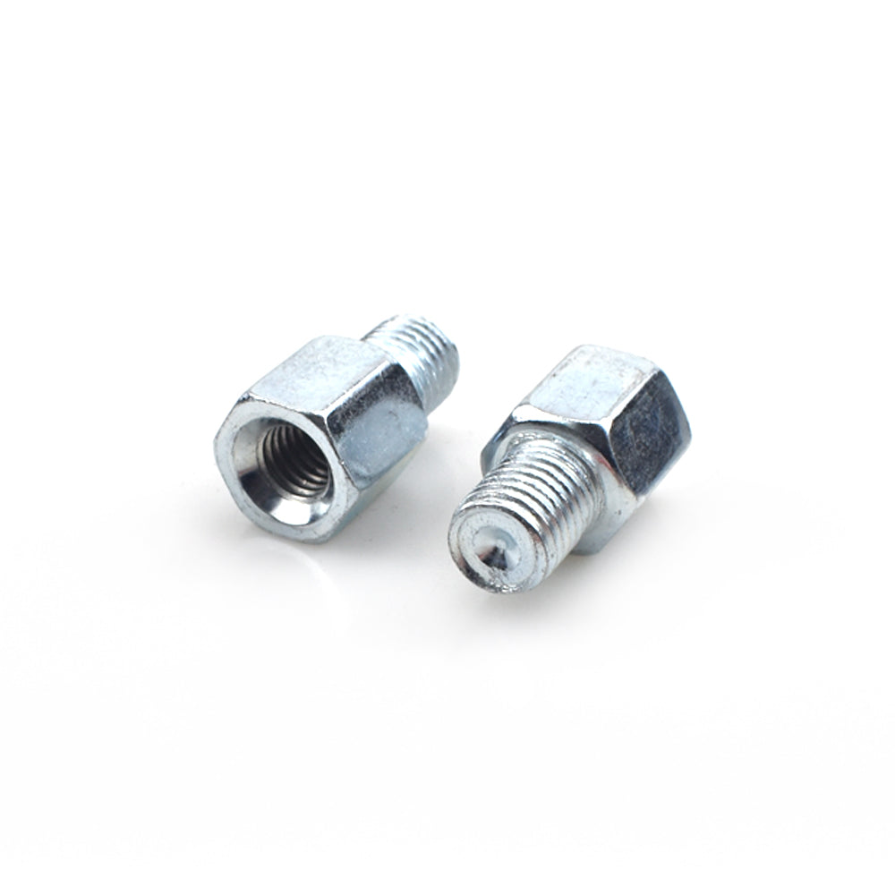 2 x Thread Reducer Motorcycle Mirror Adapters Right 10 mm to Left 8 mm - Silver