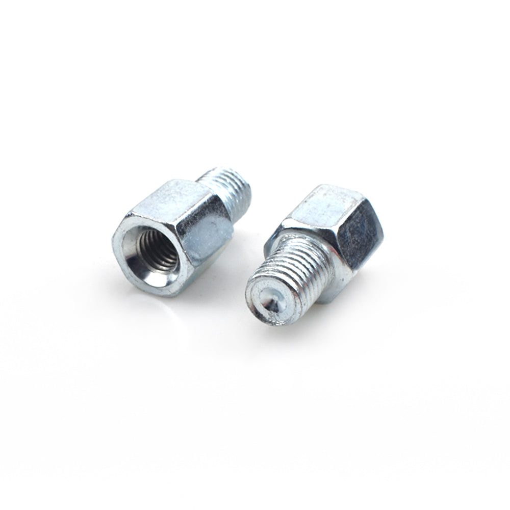 2 x Thread Reducer Motorcycle Mirror Adapters Right 10 mm to Right 8 mm -Silver