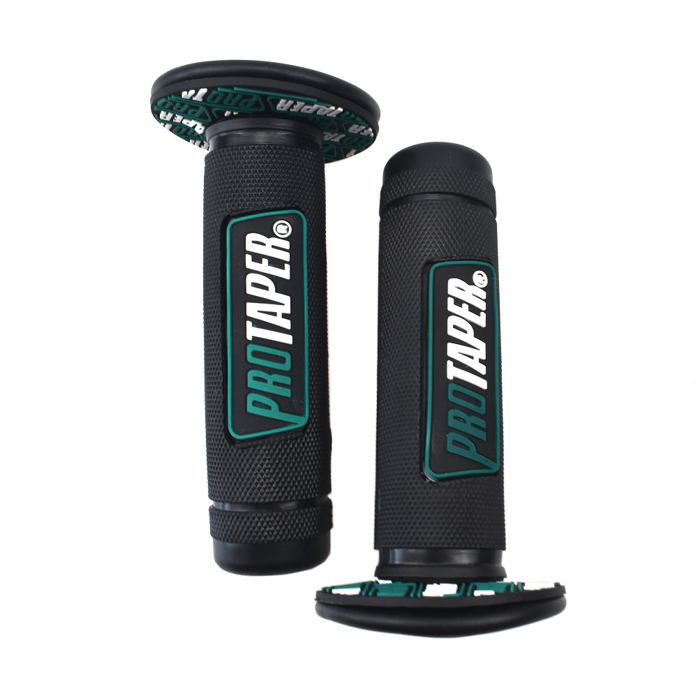 7/8"Rubber Motorcycle Hand Grip Autobike Handlebar Handle Bar ATV Dirt Motorbike-Black Green
