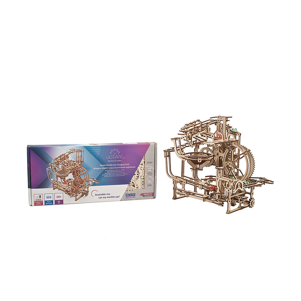 Ukraine Made UGears Marble Run Stepped Hoist Kit With 355 Pieces Pre-Cut Boards
