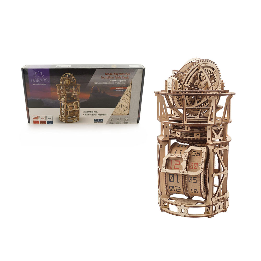 Made in Ukraine UGears Sky Watcher Tourbillon Table Clock DIY Kids Toy Model Kit