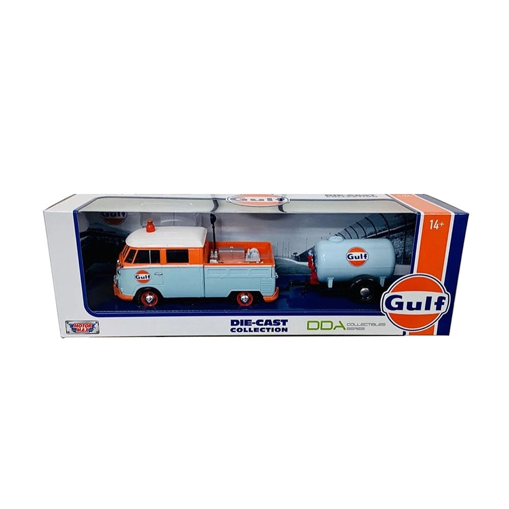 MotorMax Licensed 1:24 Scale Gulf VolksWagen Pickup & Oil Tank Trailer