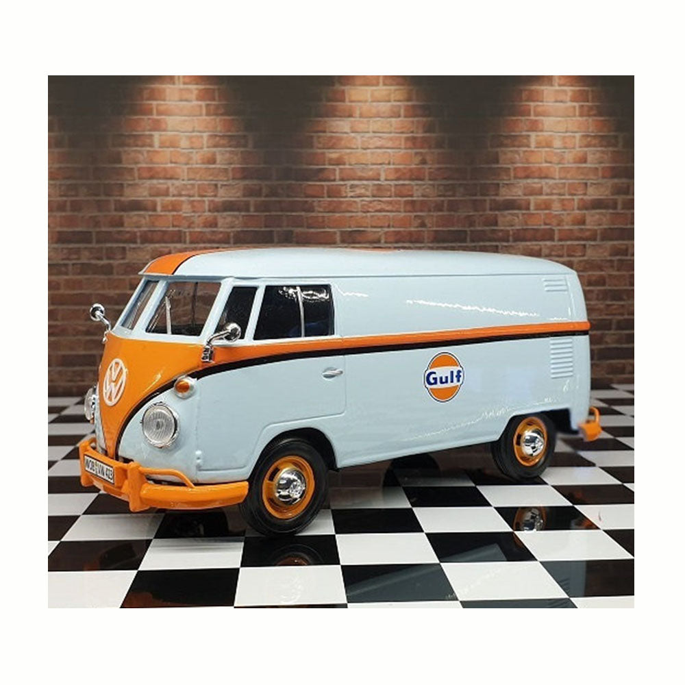 MotorMax Licensed 1:24 Scale Gulf VolksWagen Type 2 Delivery Van Model Bus