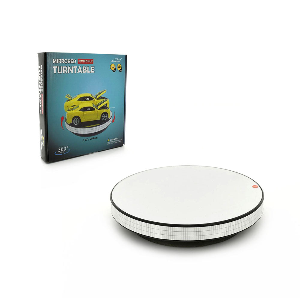 Rotary Turntable 360° Mirrored 10" Motorised USB & Battery Powered For Toys Show