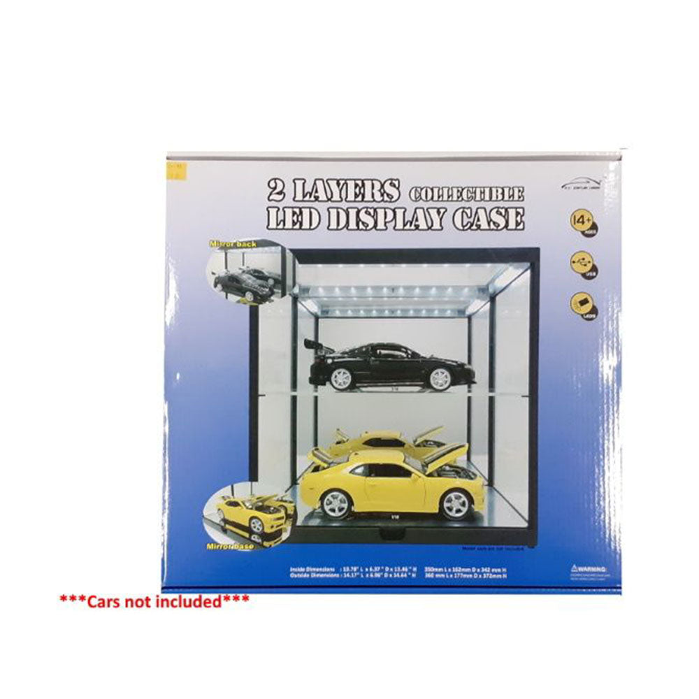 2 Layer Used For 1:18 Scale Car Models Display Case With USB LED Light Powered