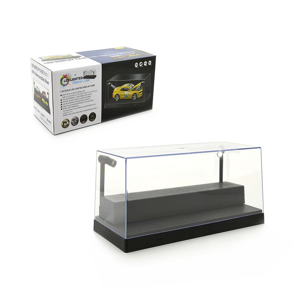 Display Case With Two LED Lighted Batteries Powered For 1:24/1:43 Diecast Cars