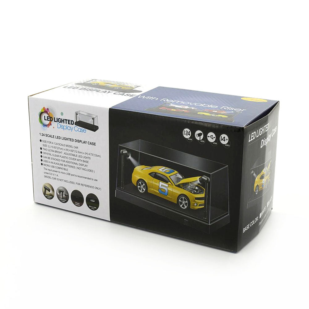 Display Case With Two LED Lighted Batteries Powered For 1:24/1:43 Diecast Cars