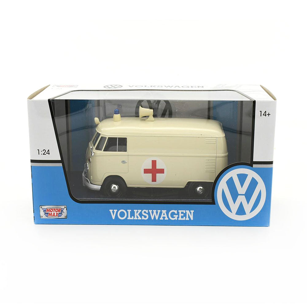 Motormax Licensed 1:24 Scale Volkswagen Type 2 Ambulance T1 Delivery Van Model Car