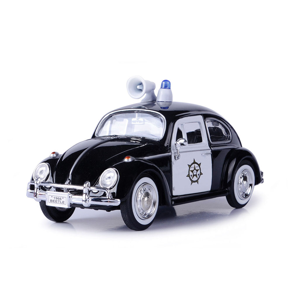 Motormax Licensed 1:24 Scale Volkswagen Beetle Police Car Black and White Model Car