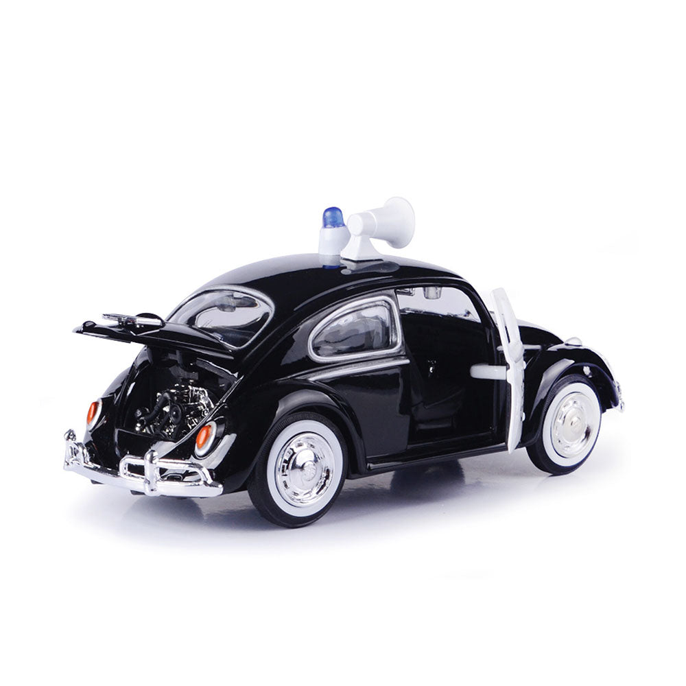 Motormax Licensed 1:24 Scale Volkswagen Beetle Police Car Black and White Model Car