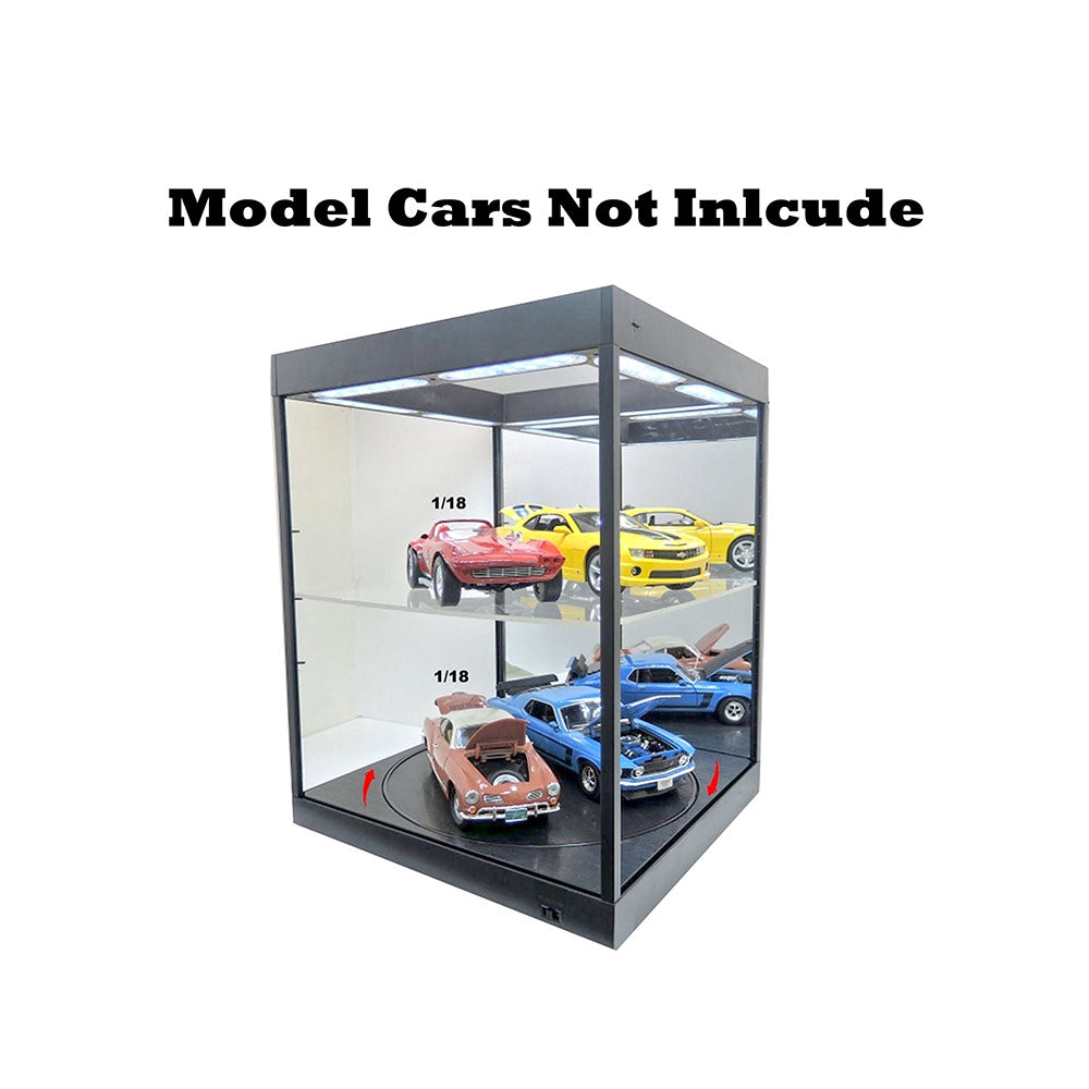 King Creation Black Mirror Backed LED Rotary Showcase For Collectibles Display