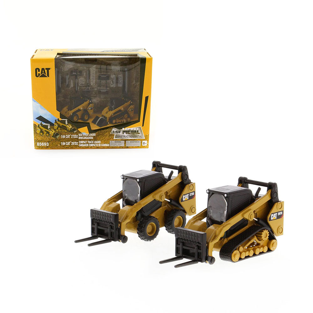 Diecast Masters 1:64 CAT 272D2 Skid Steer Loader 297D2 Compact Track Loader Toy