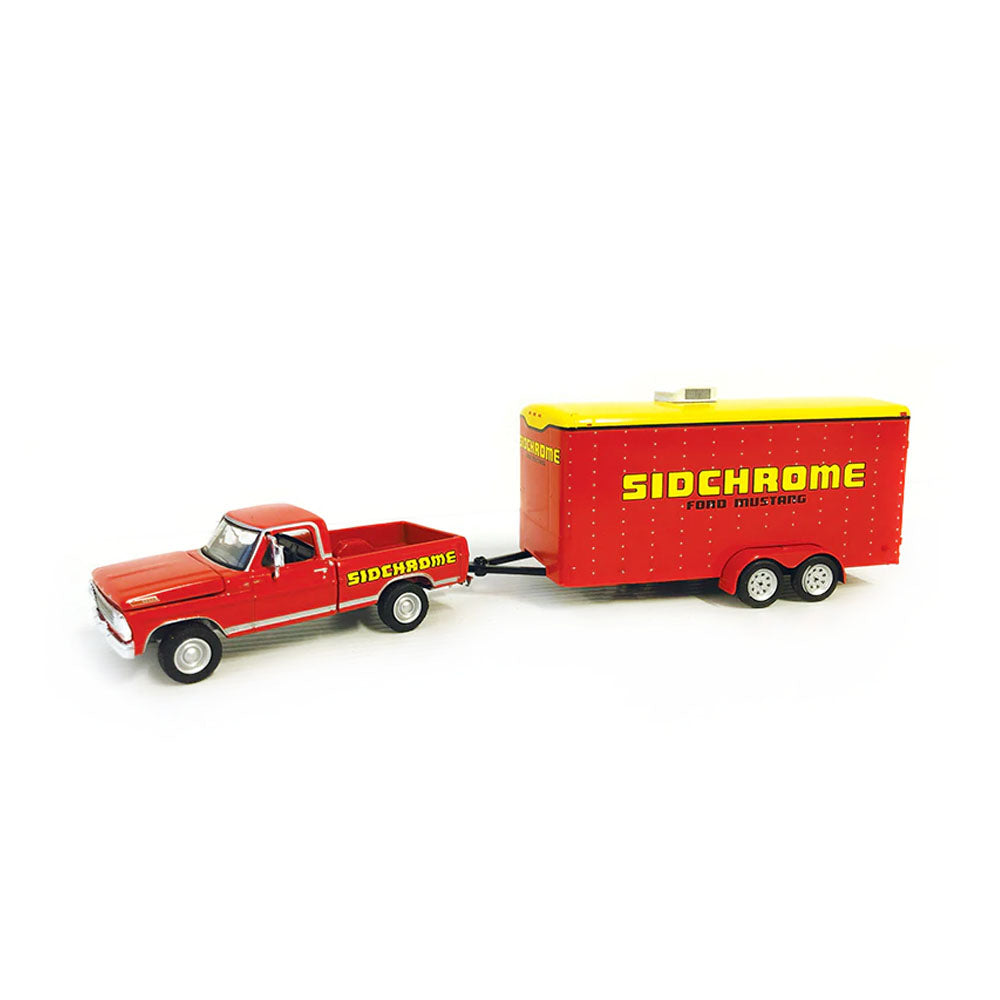 Greenlight 1:64 Scale 1967 Ford F-100 Sidchrome With Sidchrome Enclosed Car Hauler Model