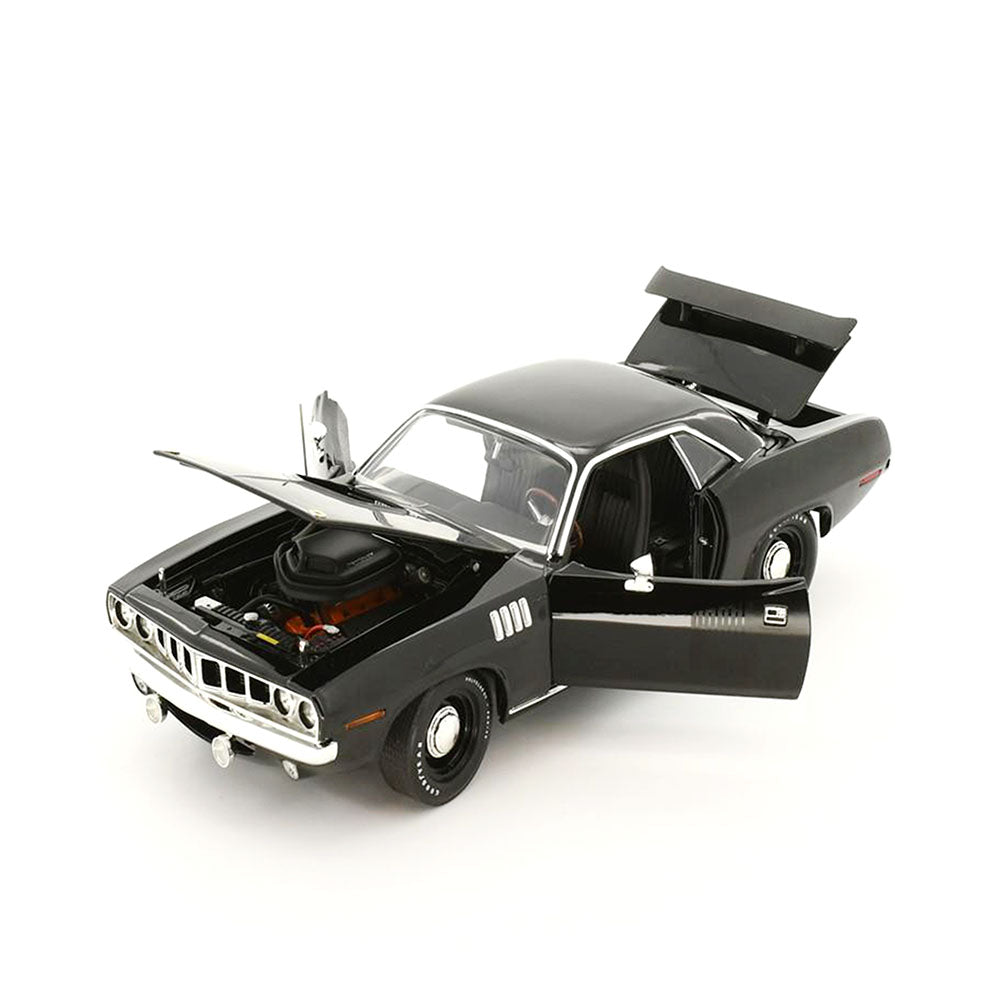 Acme Licensed 1:18 Scale Plymouth Hemi Cuda 1971 Diecast Model Car Black