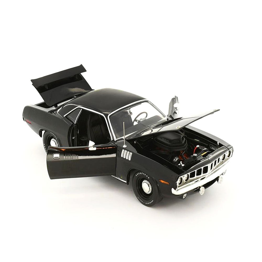 Acme Licensed 1:18 Scale Plymouth Hemi Cuda 1971 Diecast Model Car Black