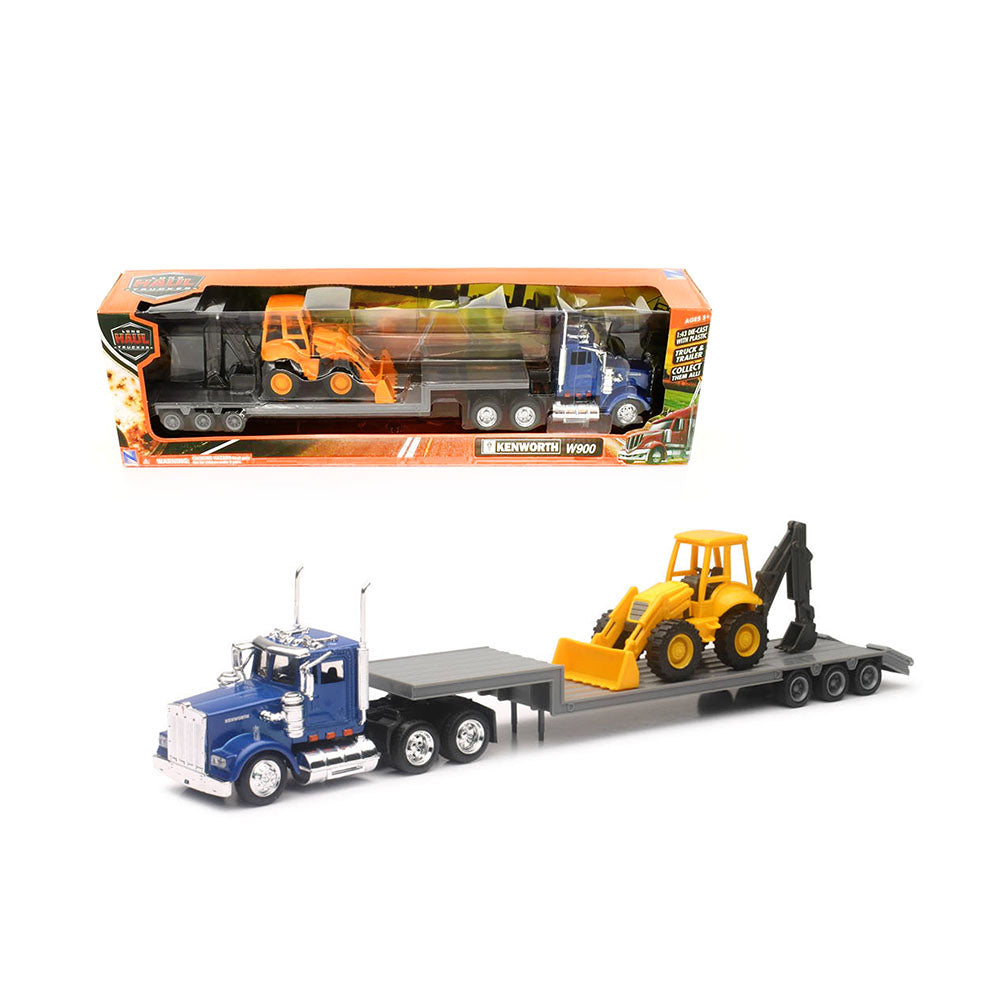 NewRay Licensed 1:43 Scale Kenworth W900 Lowboy With Wheel Loader Diecast Model Truck