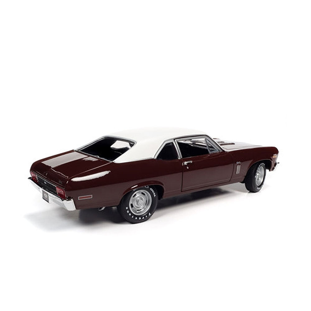 AutoWorld 1:18 Scale Mcacn Chevy Nova SS 396 1970 Diecast Model Car Burgundy