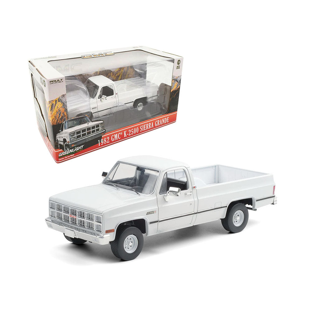 Greenlight 1:18 Scale GMC K-2500 Sierra Grande Wideside 1982 Diecast Model Truck White
