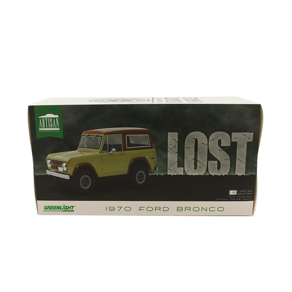 Greenlight Licensed 1:18 Scale LOST Ford Bronco Artisan Movie 1970 Diecast Model Car Taupe