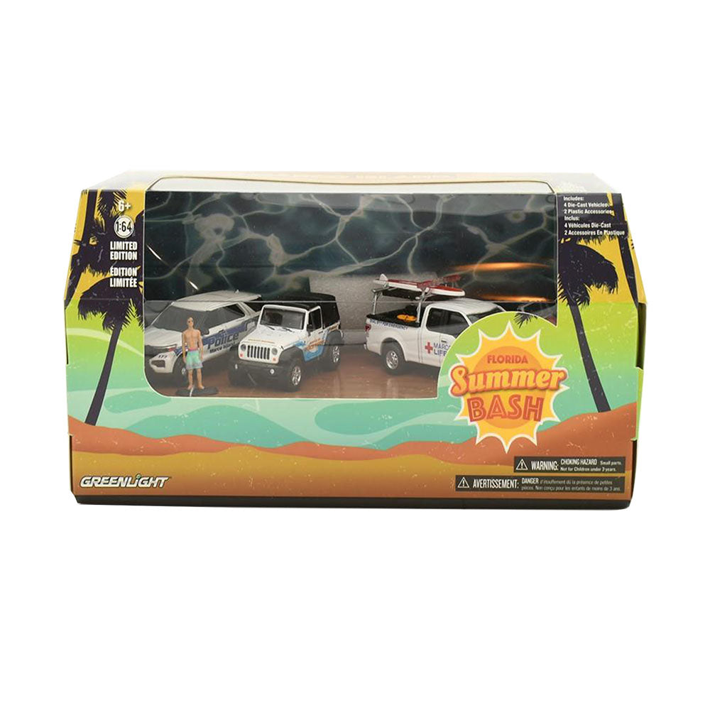 Greenlight Licensed 1:64 Scale Marco Island Florida Summer Bash Multi Car Diorama Model Toy