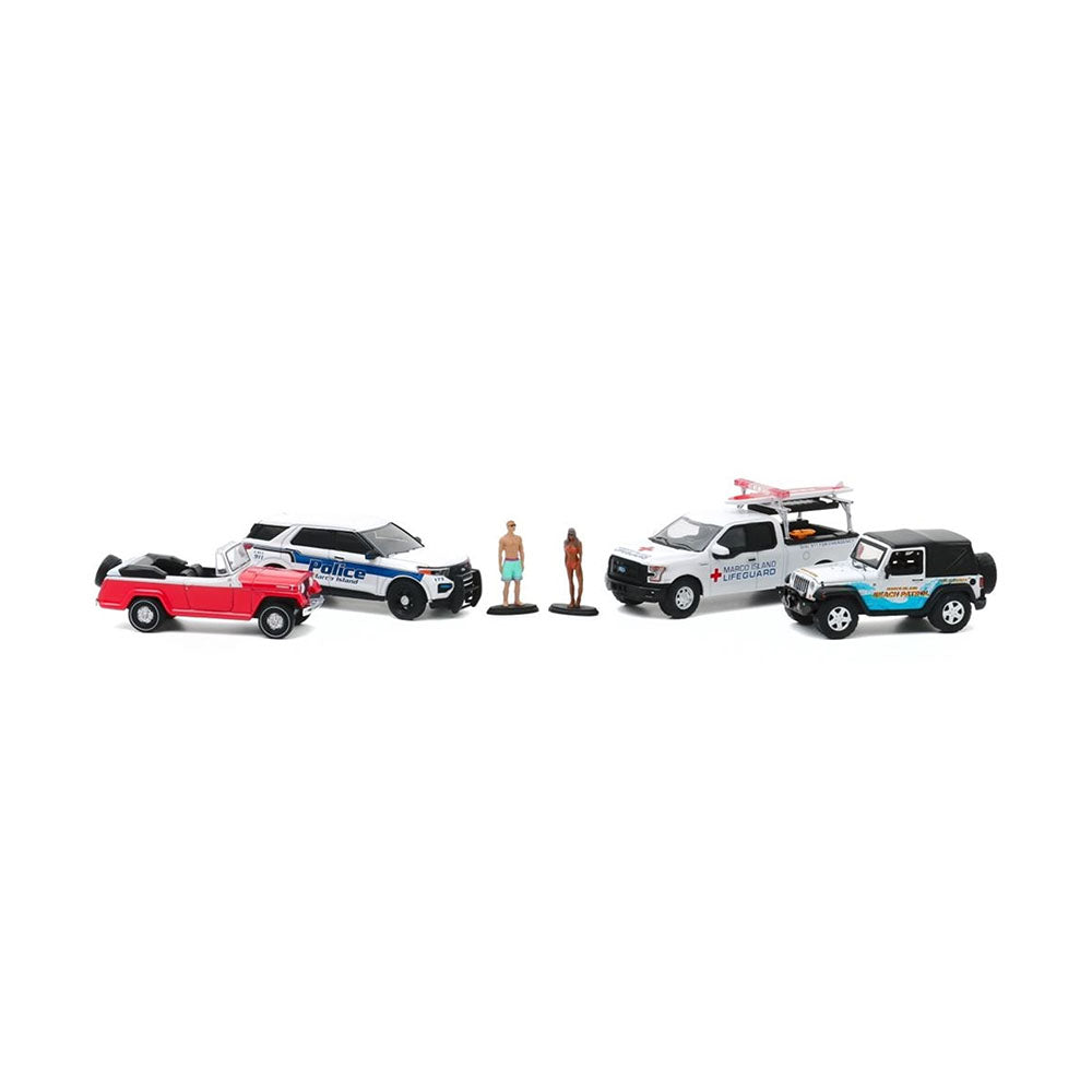 Greenlight Licensed 1:64 Scale Marco Island Florida Summer Bash Multi Car Diorama Model Toy