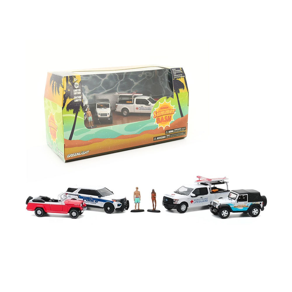 Greenlight Licensed 1:64 Scale Marco Island Florida Summer Bash Multi Car Diorama Model Toy