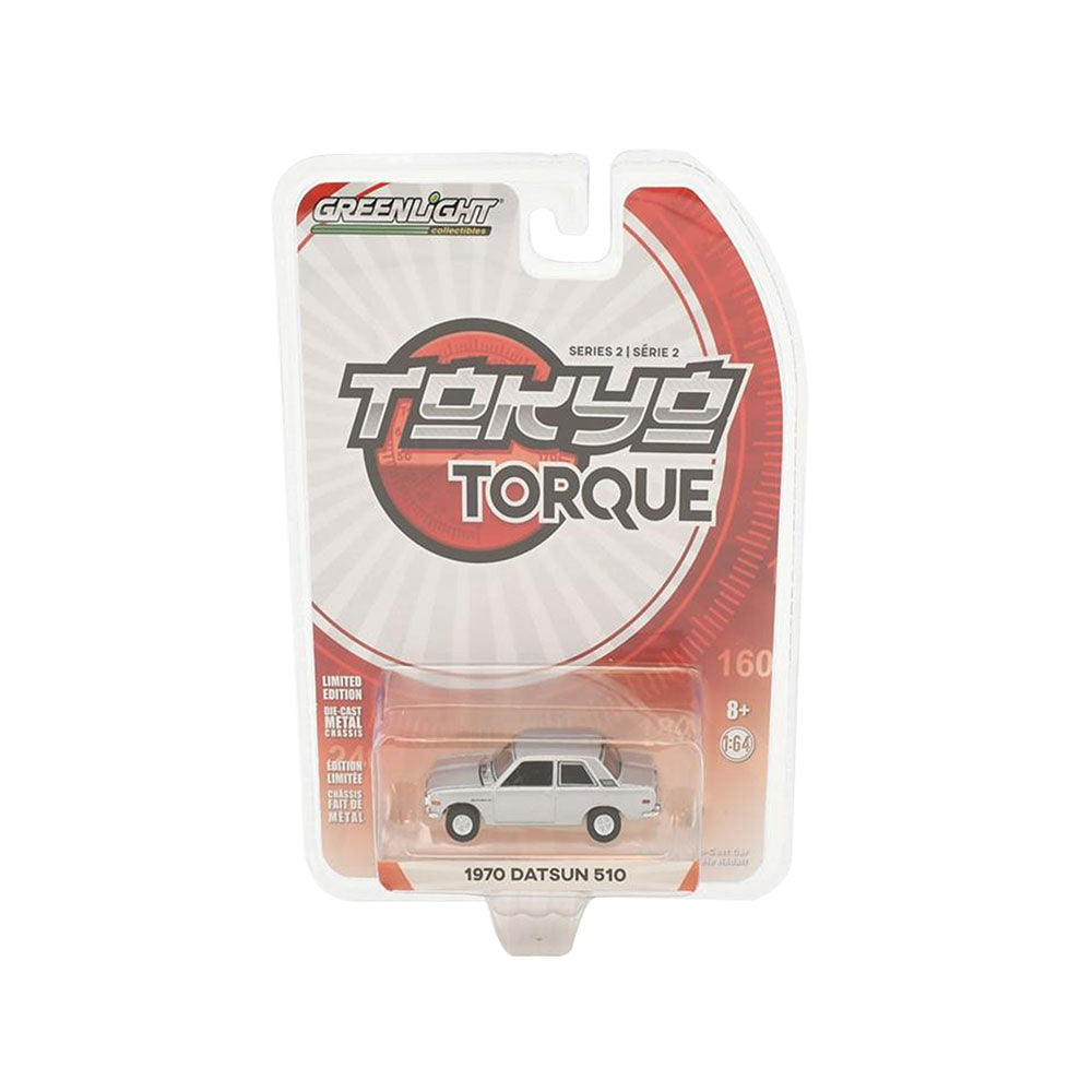 Greenlight Licensed 1:64 Scale Datsun 510 1970 Diecast Model Car Silver