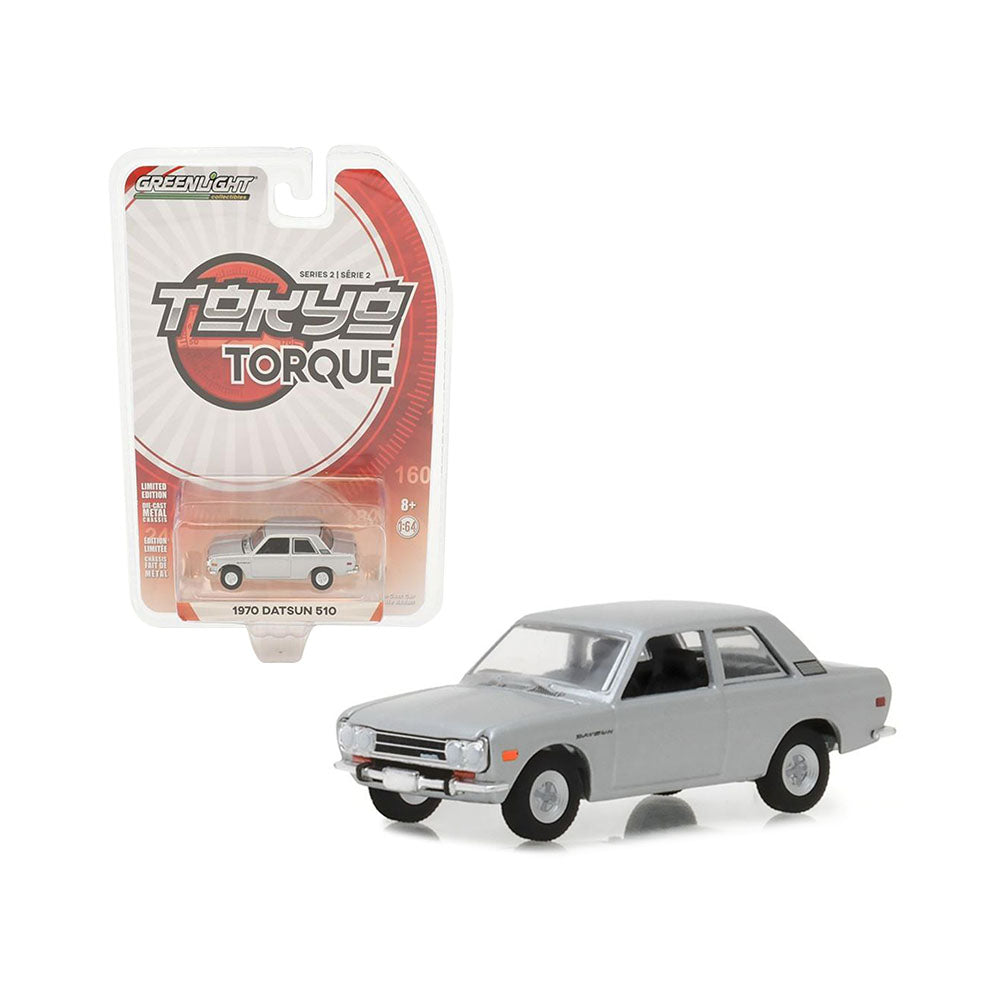 Greenlight Licensed 1:64 Scale Datsun 510 1970 Diecast Model Car Silver