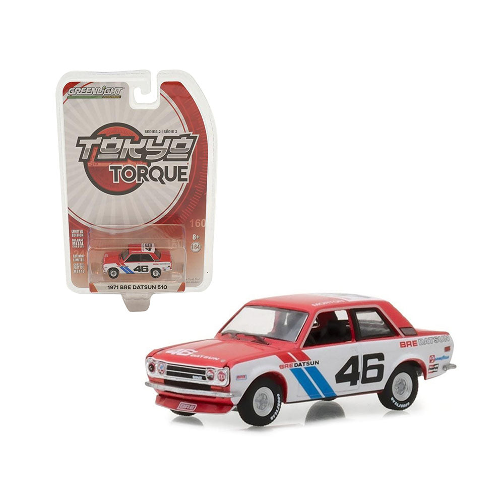 Greenlight Licensed 1:64 Scale Datsun 510 #46 Brock Racing Enterprises 1971 Diecast Model Car
